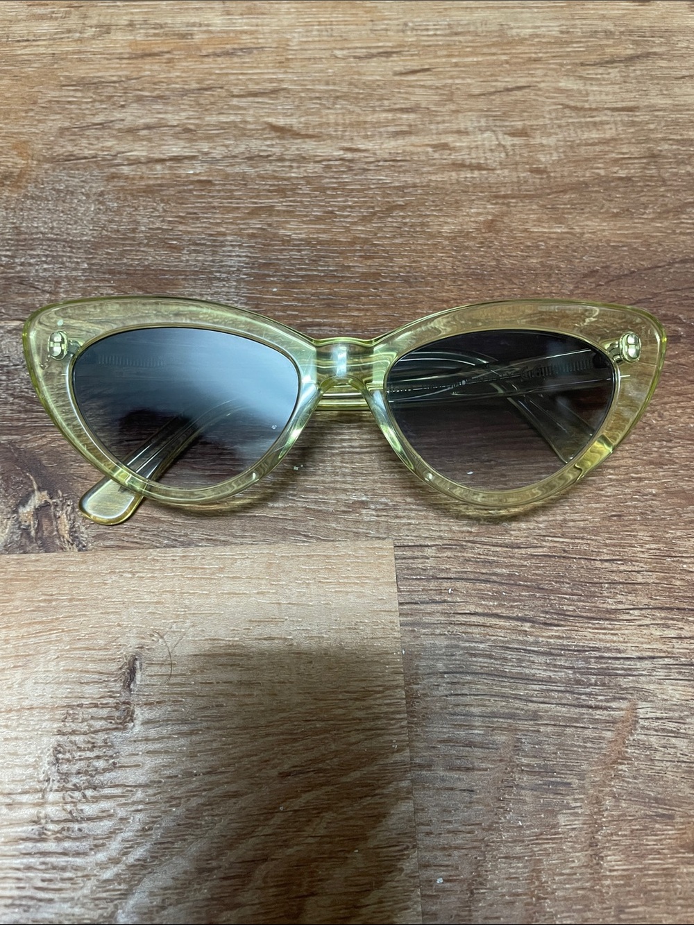 Illesteva Yellow Cat-Eye Sunglasses with Dark Gradient Lenses